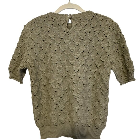 Deans of Scotland vintage beige cotton knit short sleeve top size S - Picture 2 of 5